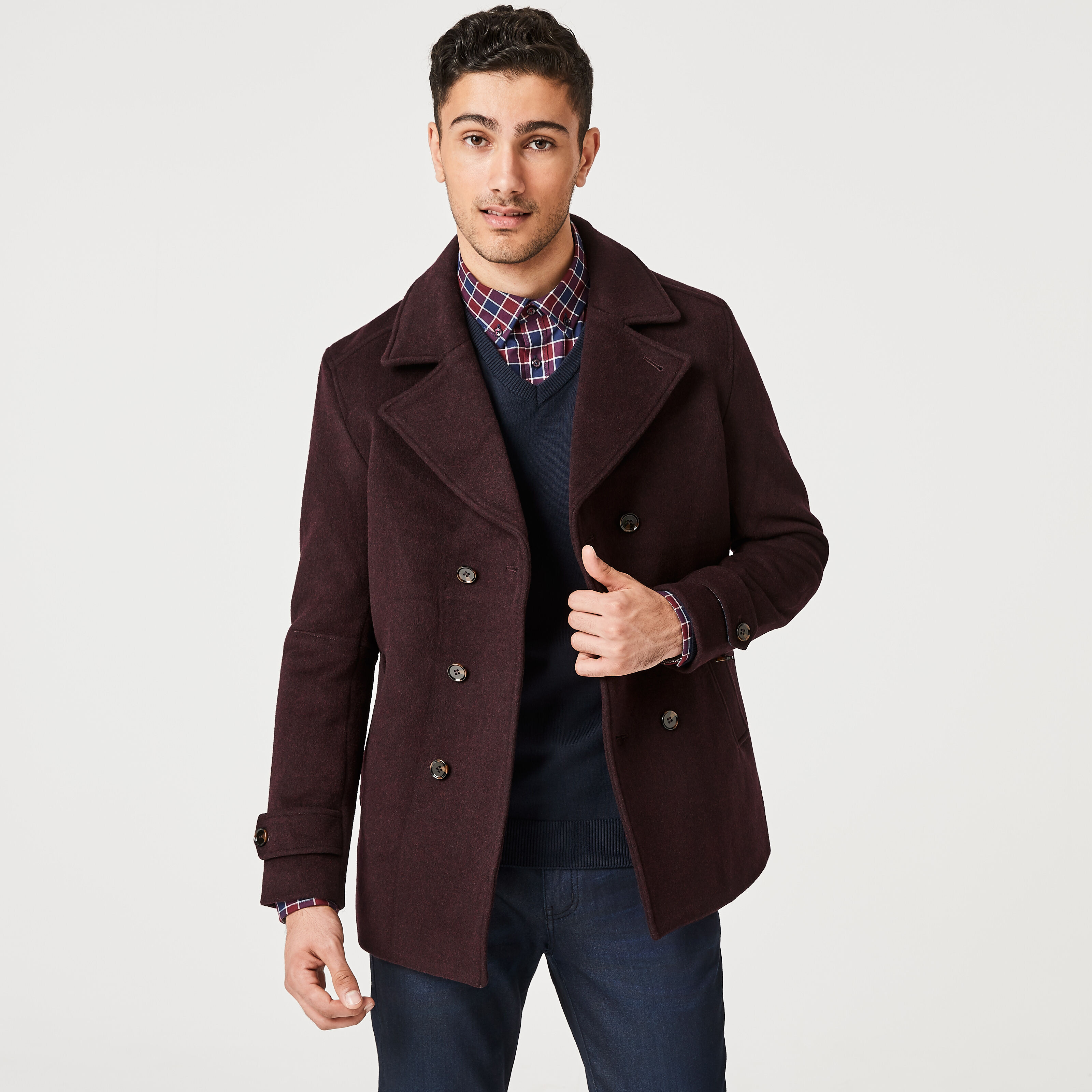 Burgundy pea best sale coat mens